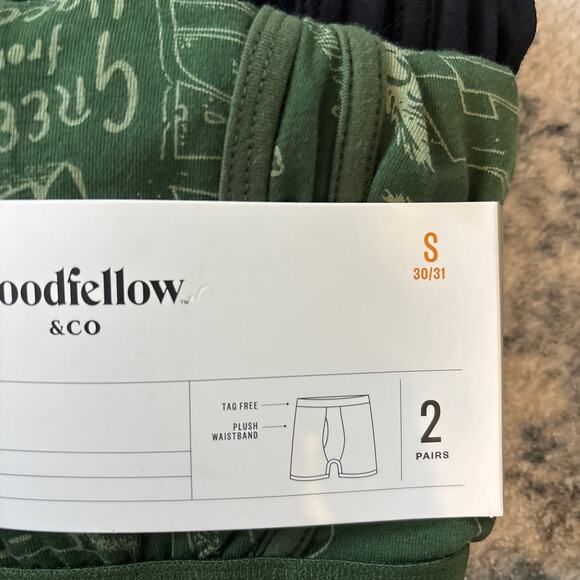 NWT Goodfellow & Co Comfort Boxer Trunks Black Green Men's Size Small 2 Pairs - Picture 2 of 4